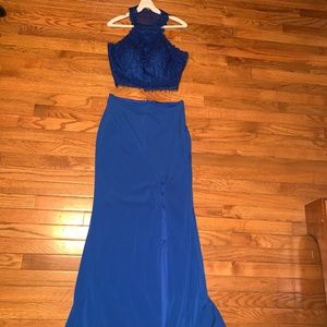 Royal blue, two piece formal dress